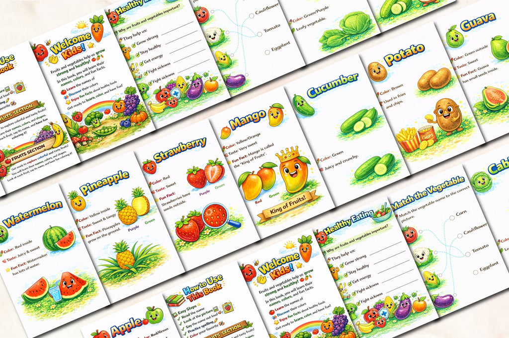 Kids Fruits and Vegetables Chart Planner