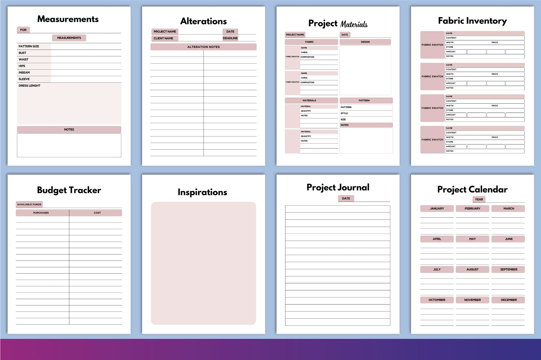 Sewing Planner Template