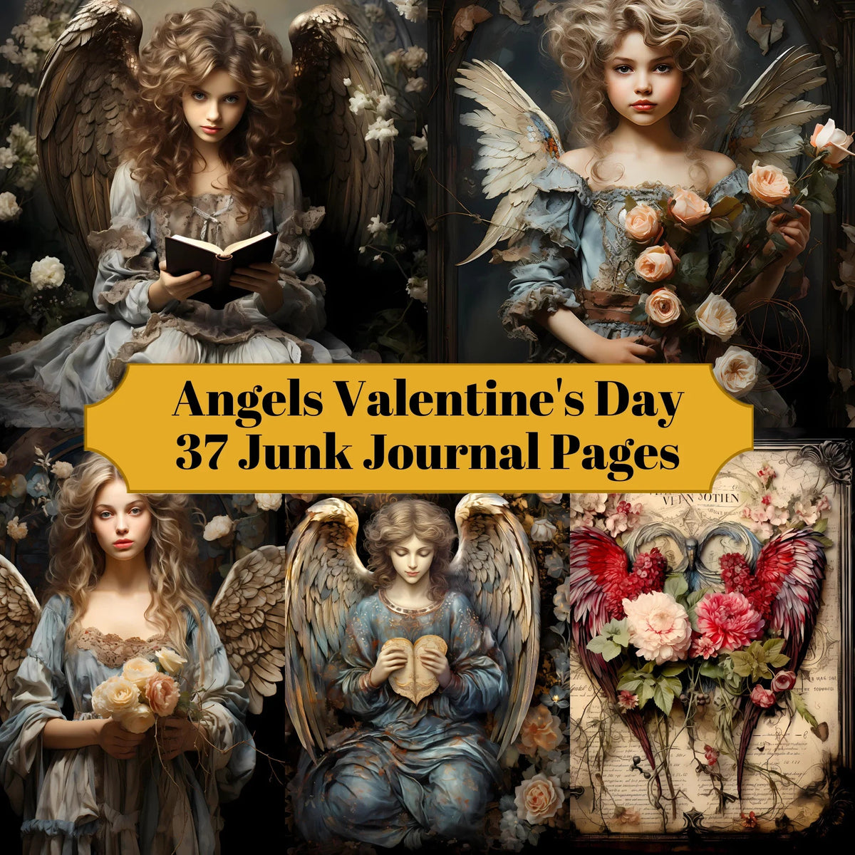  Get Free Angels Valentine's Day Junk Journal Pages