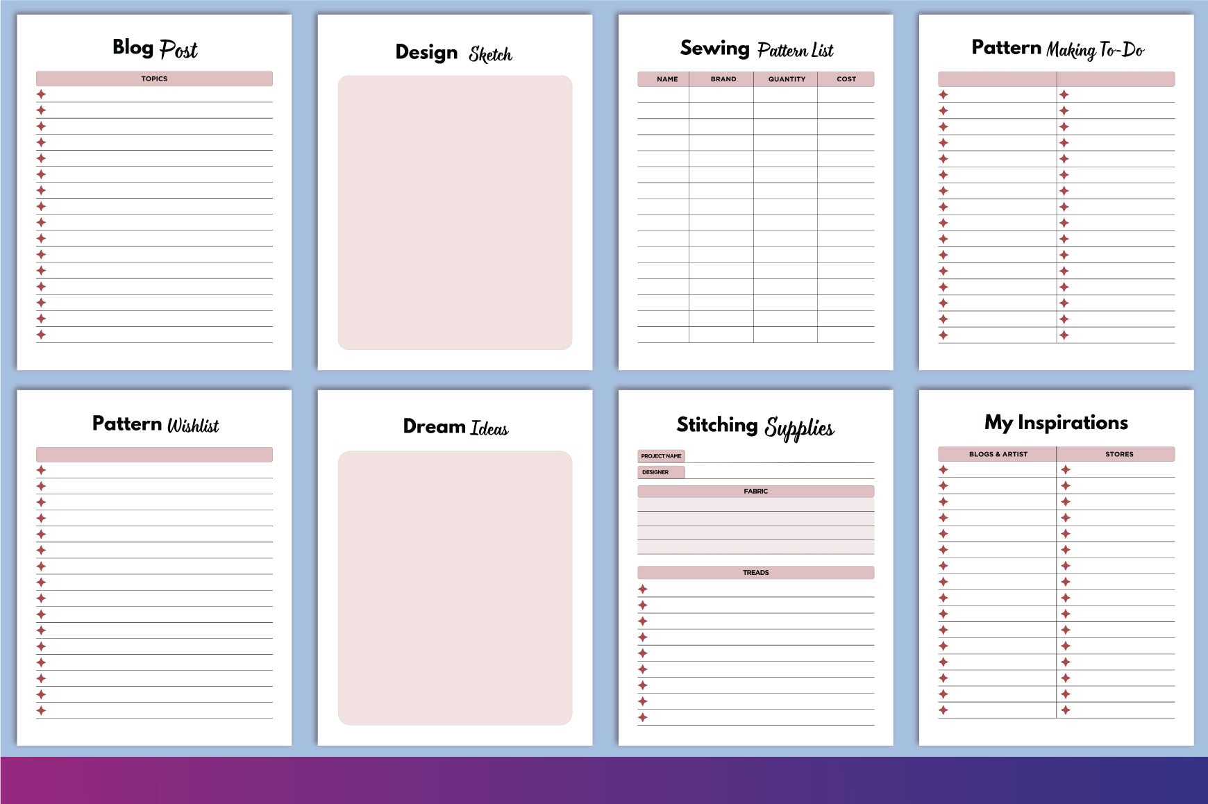 Sewing Planner Template