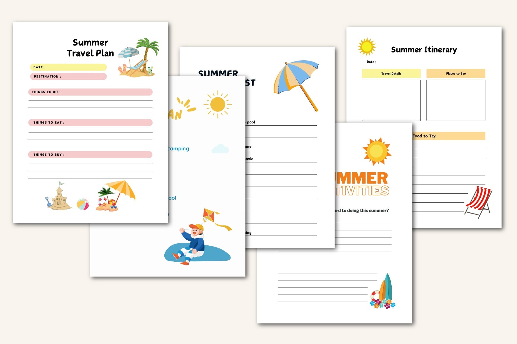 Summer Activity Planner for Children