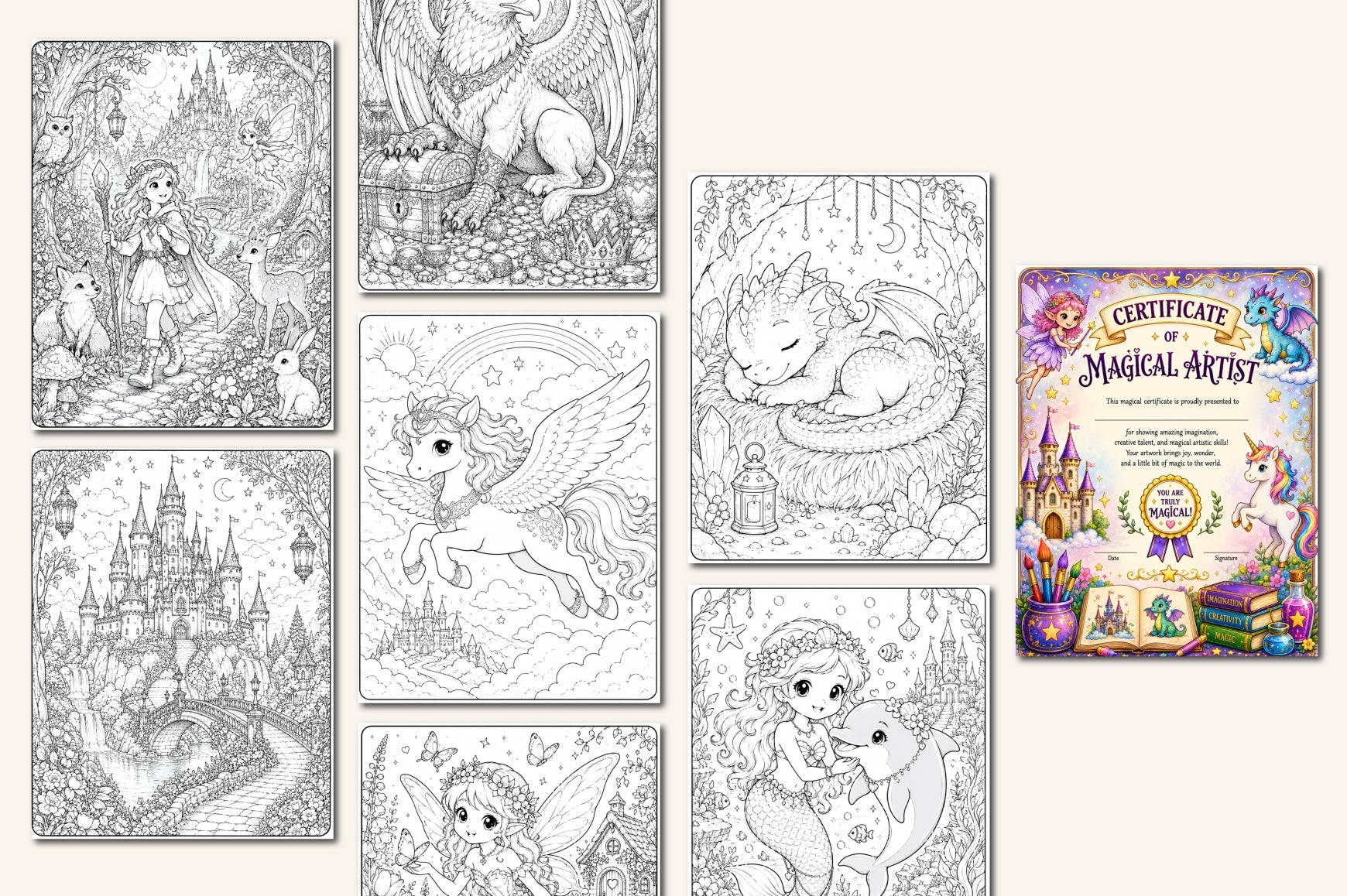Magical Creatures Coloring Book