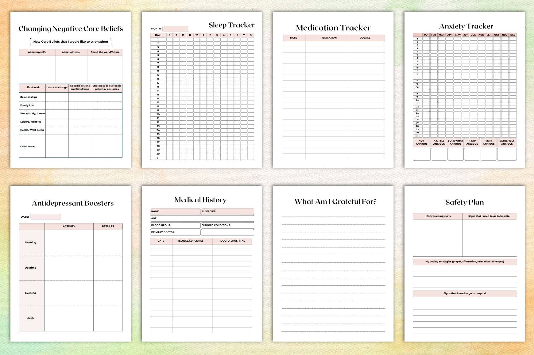 Mental Self Care Workbook for Personal Growth