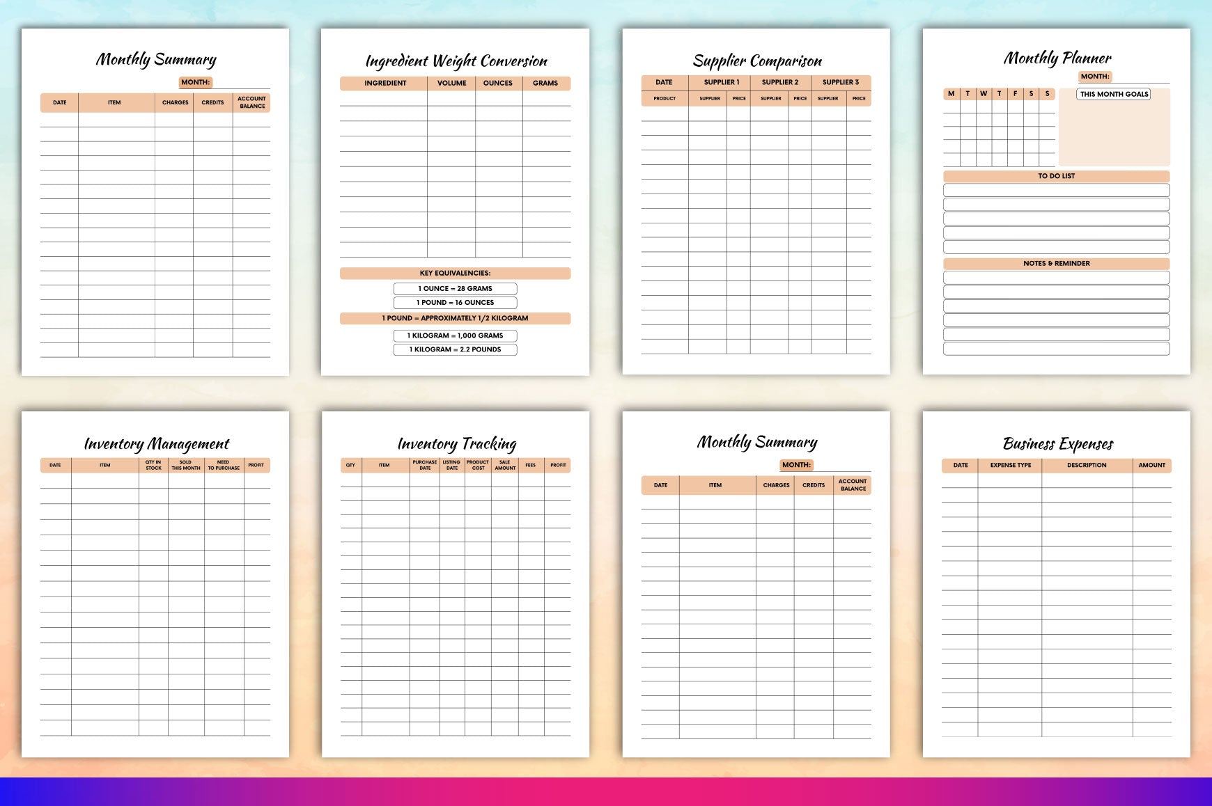Bakery Business Planner Template
