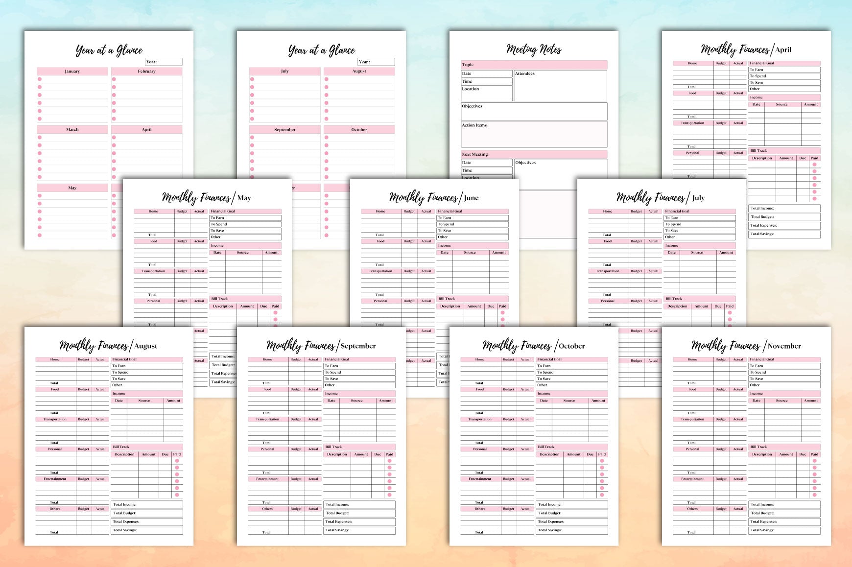 Undated Planner for Organization