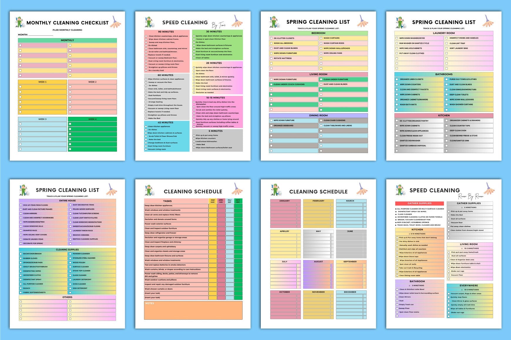 ADHD Cleaning Planner for Effective Organization Printable Workbook