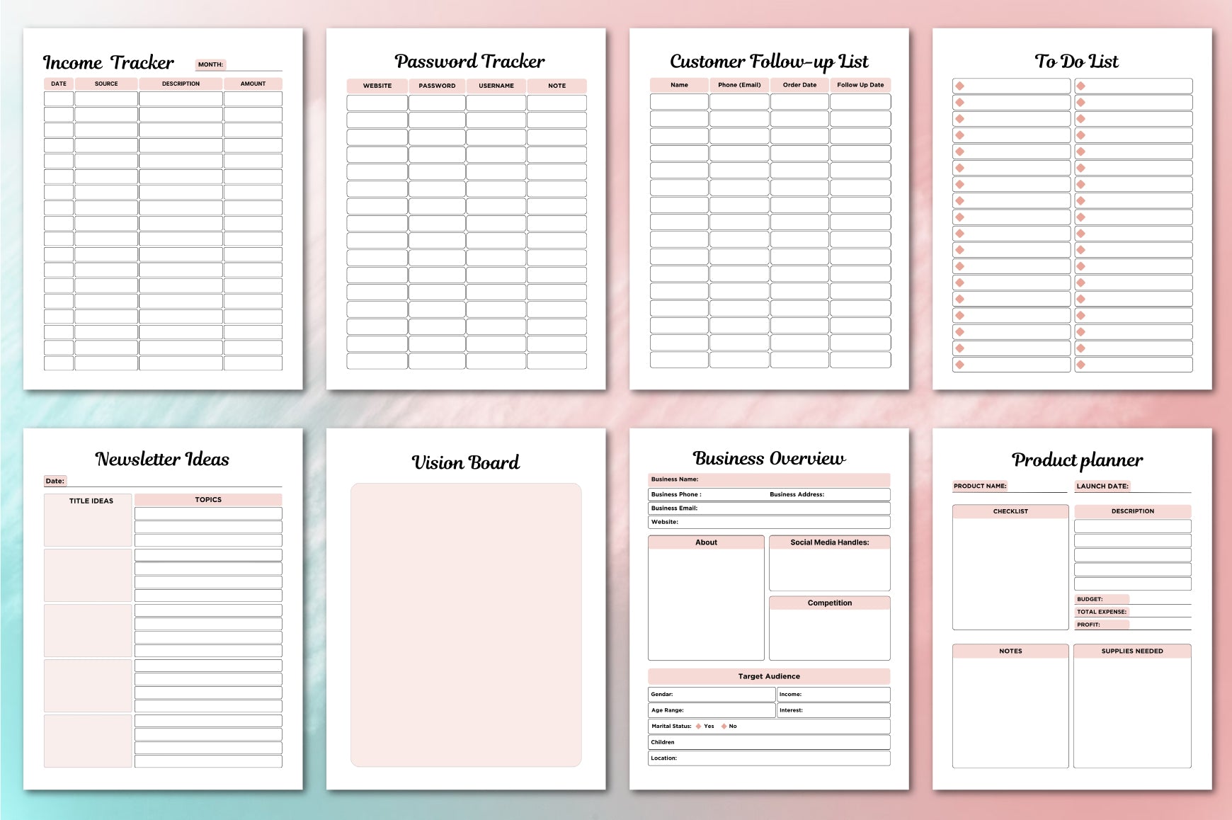 Tumbler Business Planner