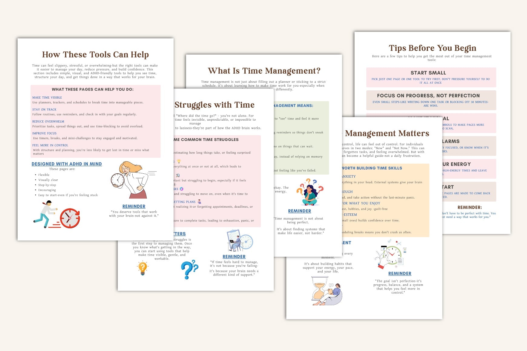 ADHD Time Management Worksheets Book featuring focus and productivity printables