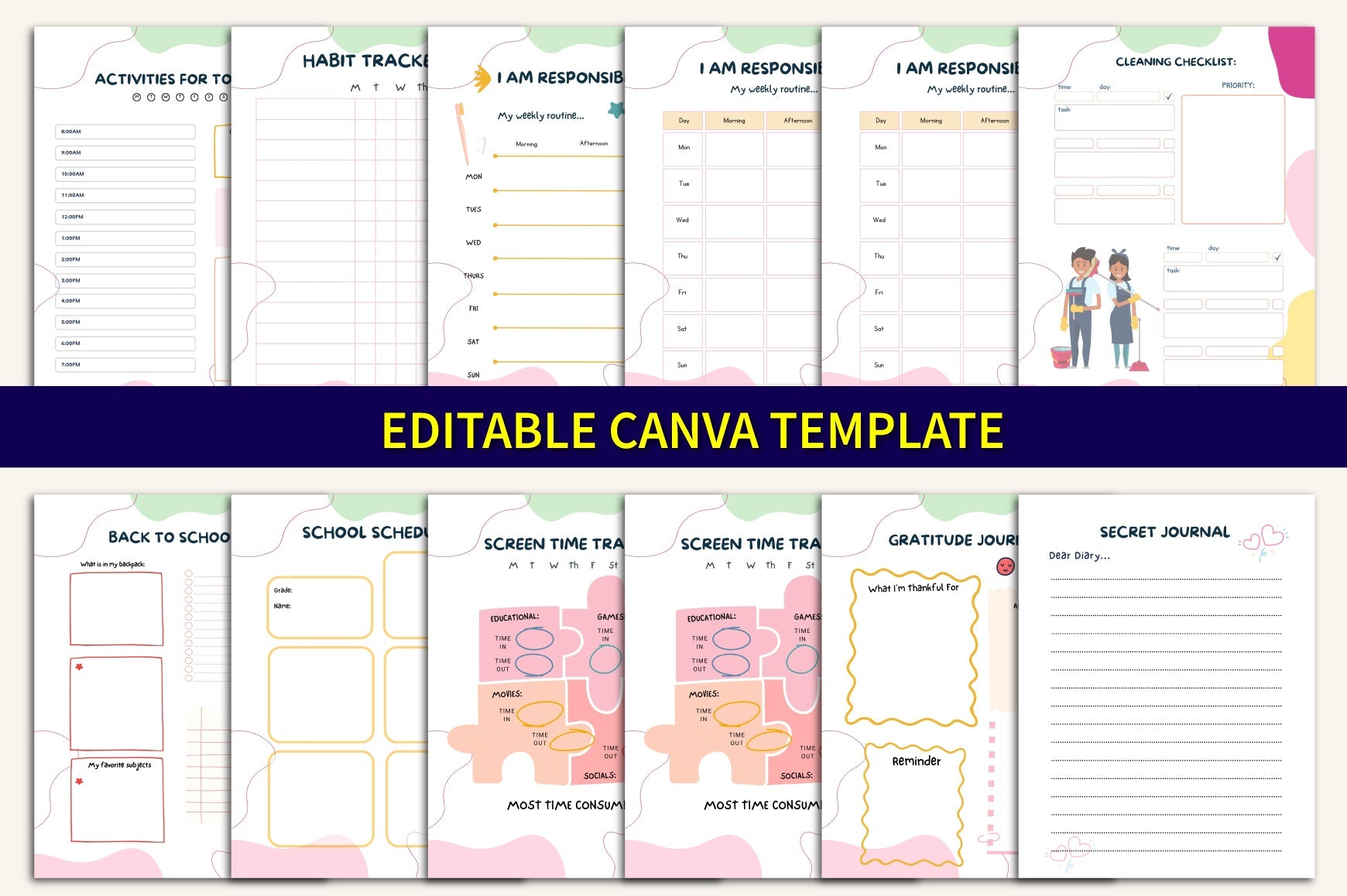 Yearly Activities Kids Planner