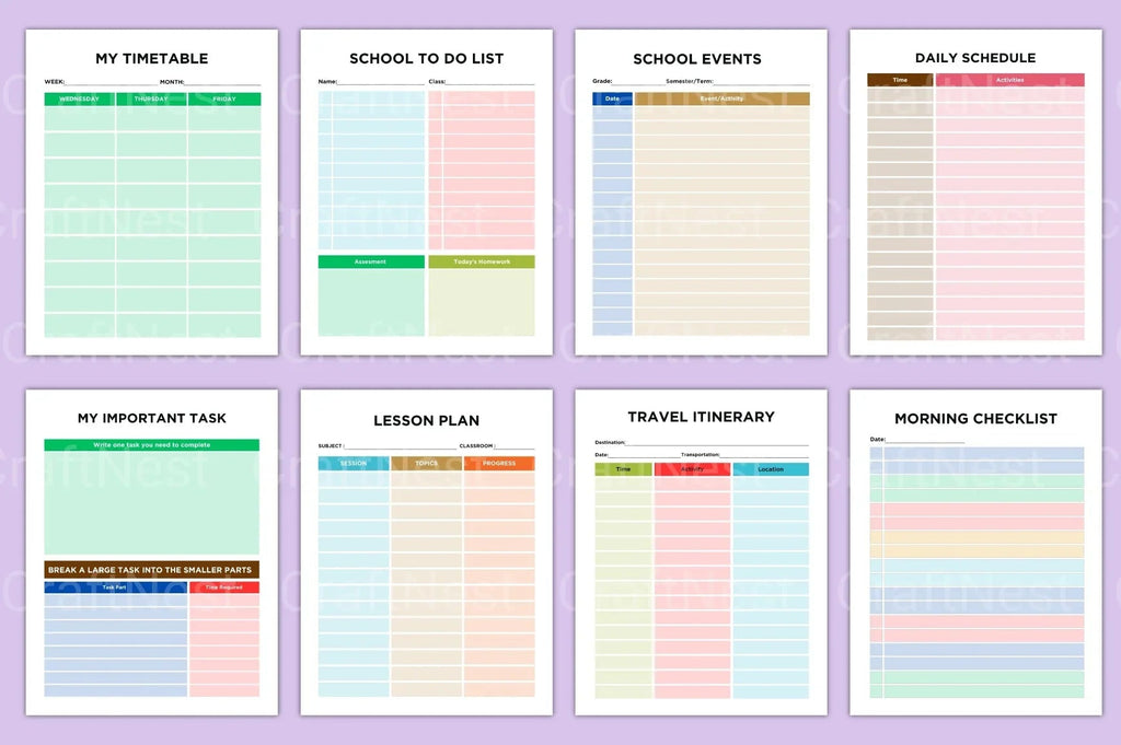 ADHD Printable Planner productivity planner for school and home use