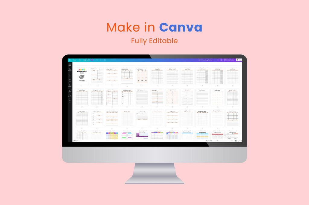 ADHD Productivity Planner with complete productivity planner pages