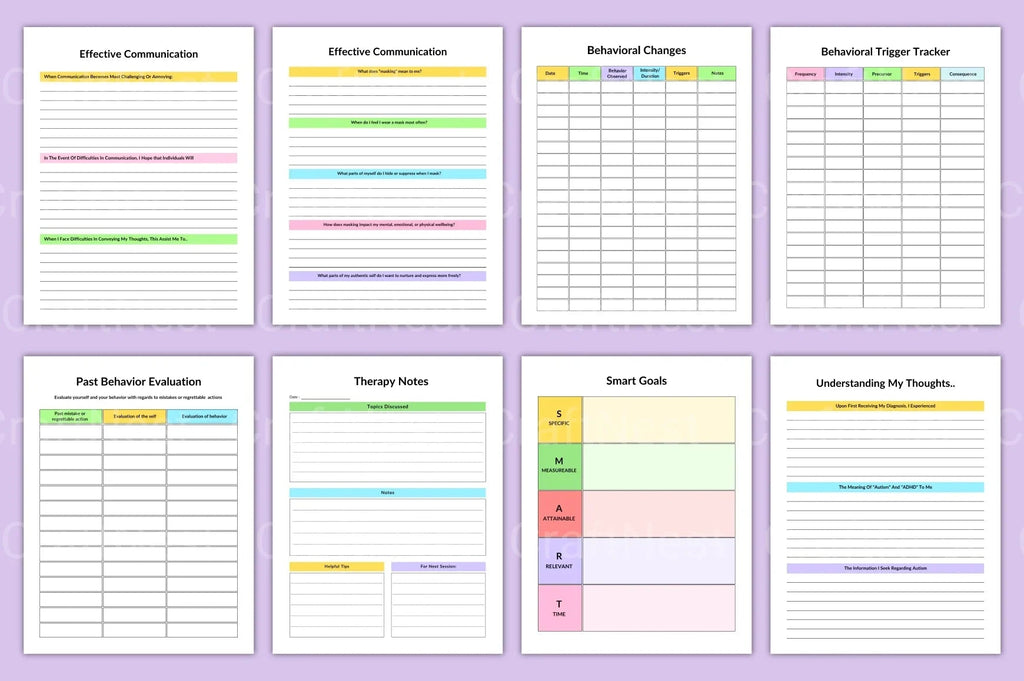 Comprehensive autistic planner printable with routine planner, goal tracker, and organization templates