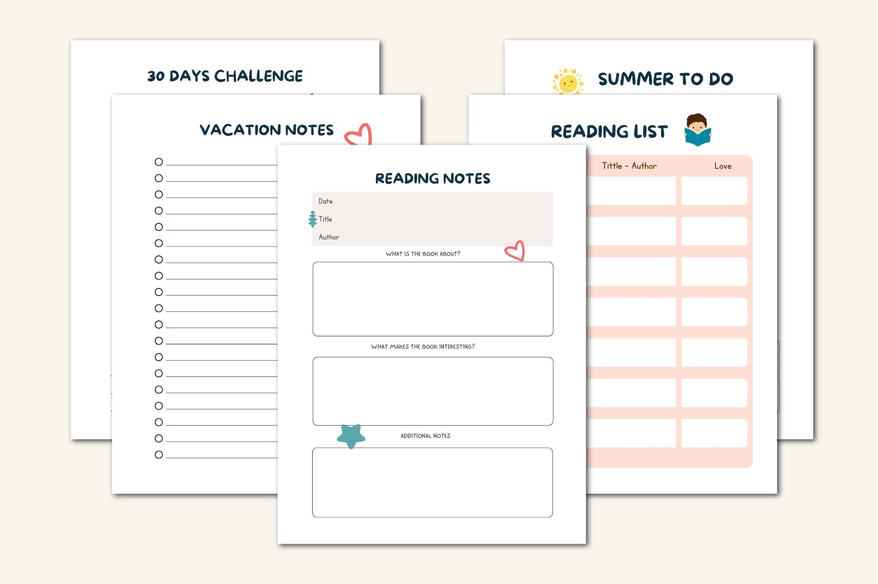 Yearly Activities Kids Planner