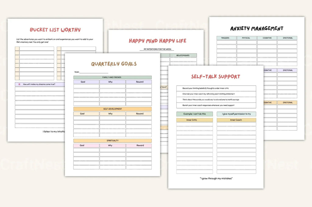 ADHD Printable Planner printable anxiety workbook for adults