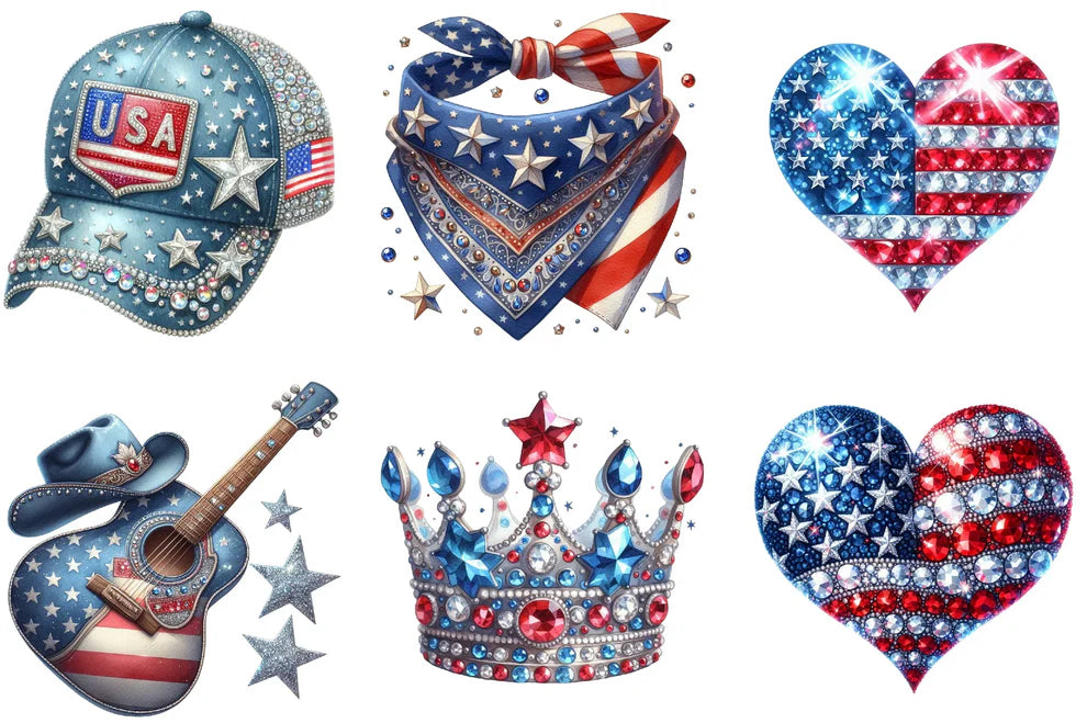 Rhinestone Sparkle American Clipart Bundle