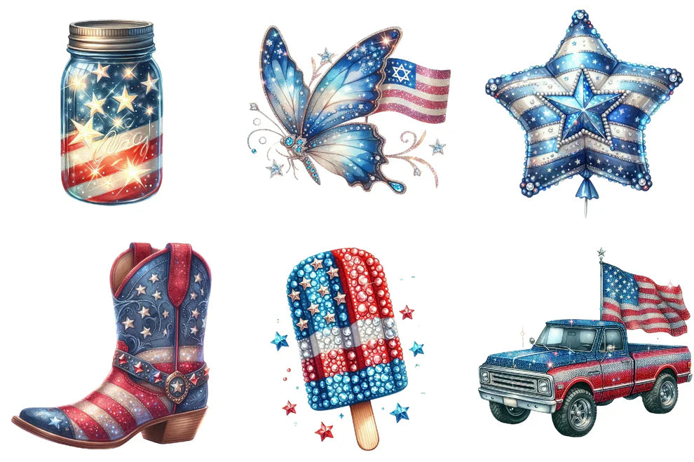 Rhinestone Sparkle American Clipart Bundle