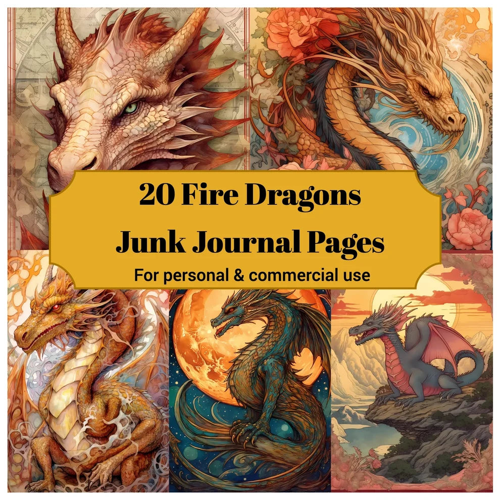 Fire Dragon Junk Journal Pages