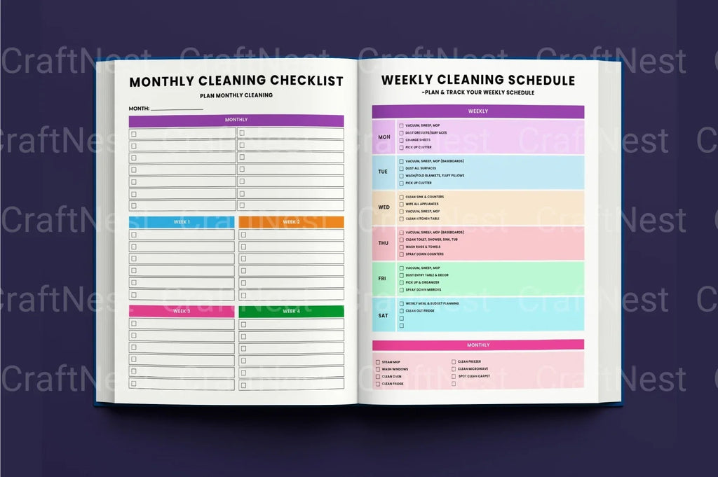 ADHD Printable Planner cleaning progress tracker for busy adults