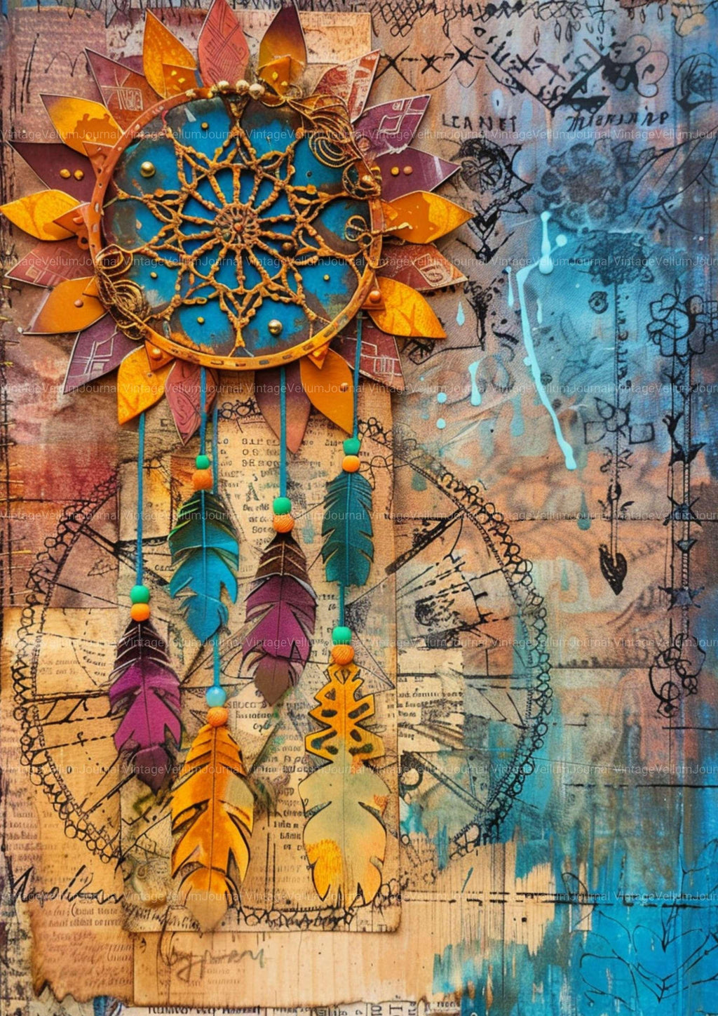 Boho Dreamcatcher Junk Journal Pages