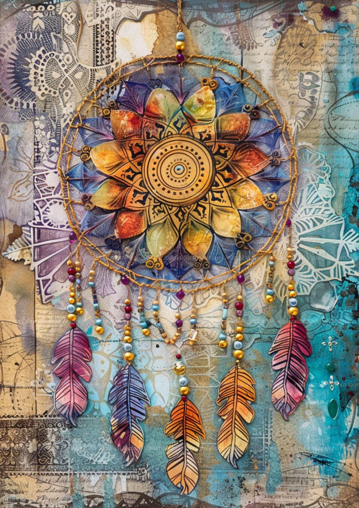 Boho Dreamcatcher Junk Journal Pages