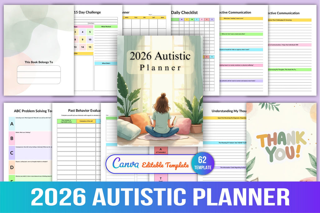 Autistic Planner cover with printable autism planner pages