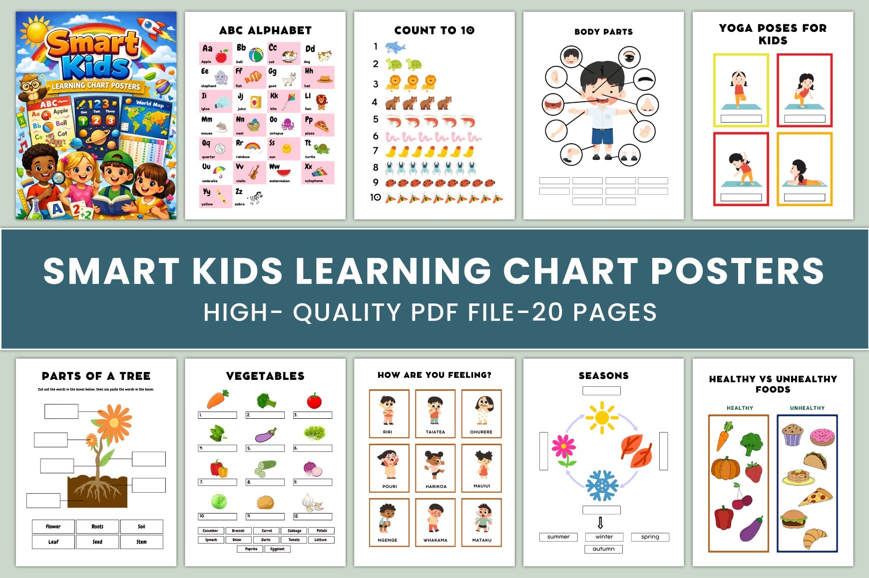 Smart Kids Learning Chart Posters Guide