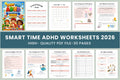 Smart Time ADHD Worksheets Book cover with printable time management pages