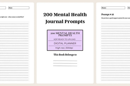 200 Mental Health Journal Prompts KDP Planner