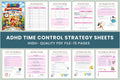 ADHD Time Control Strategy Sheets Planner cover with printable time management pages