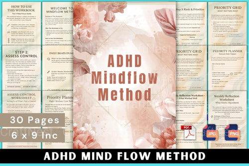 ADHD Mind Flow Method printable guide cover with focus and productivity strategies
