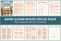 ADHD Clean Space Focus Planner cover with printable home organization pages