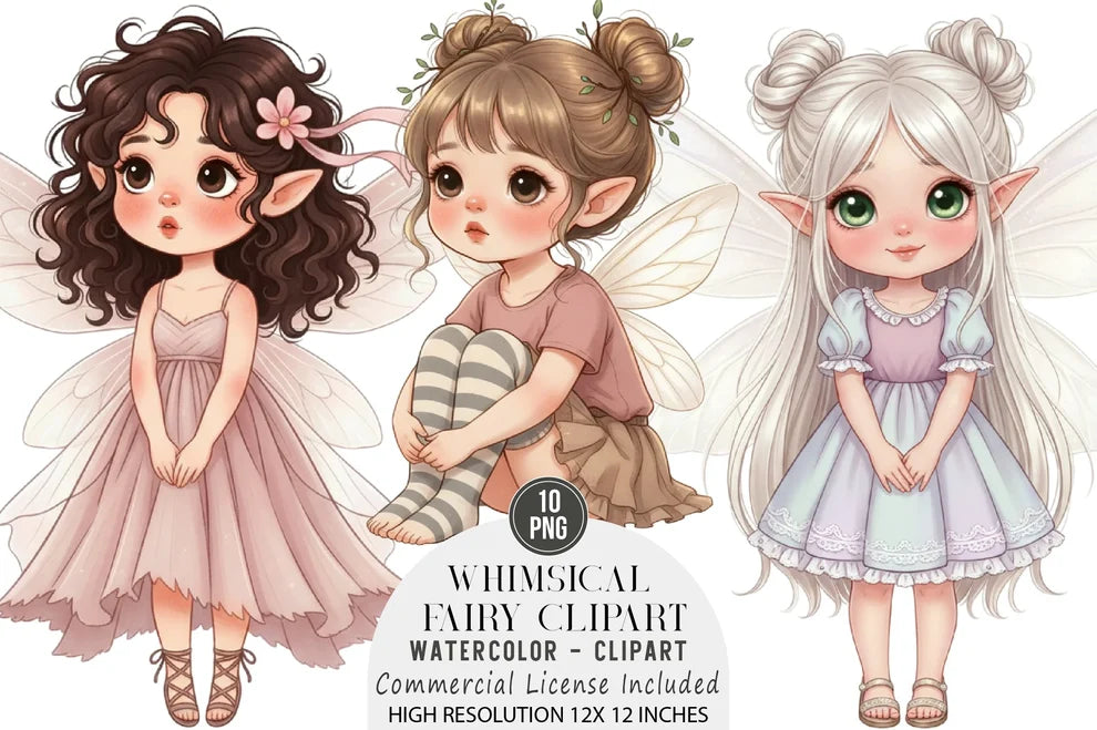 Whimsical Fairy Clipart Bundle