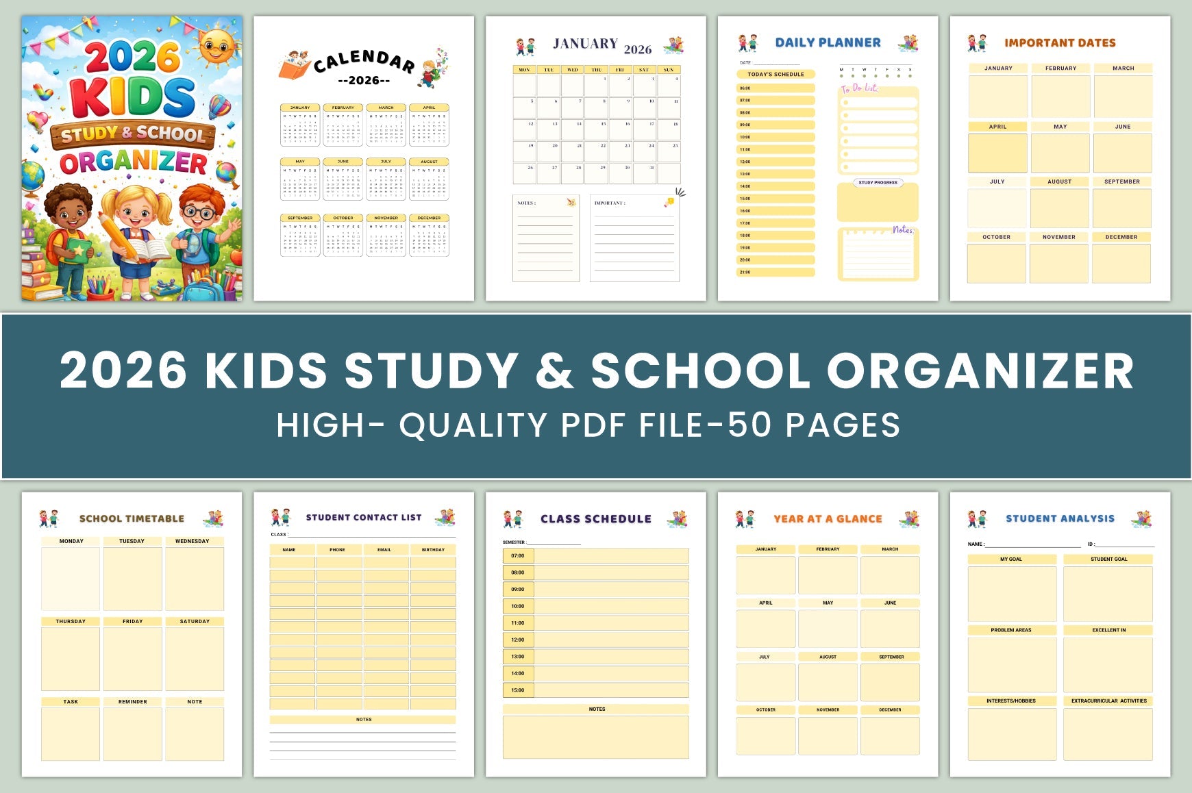 Kids Study School Planner