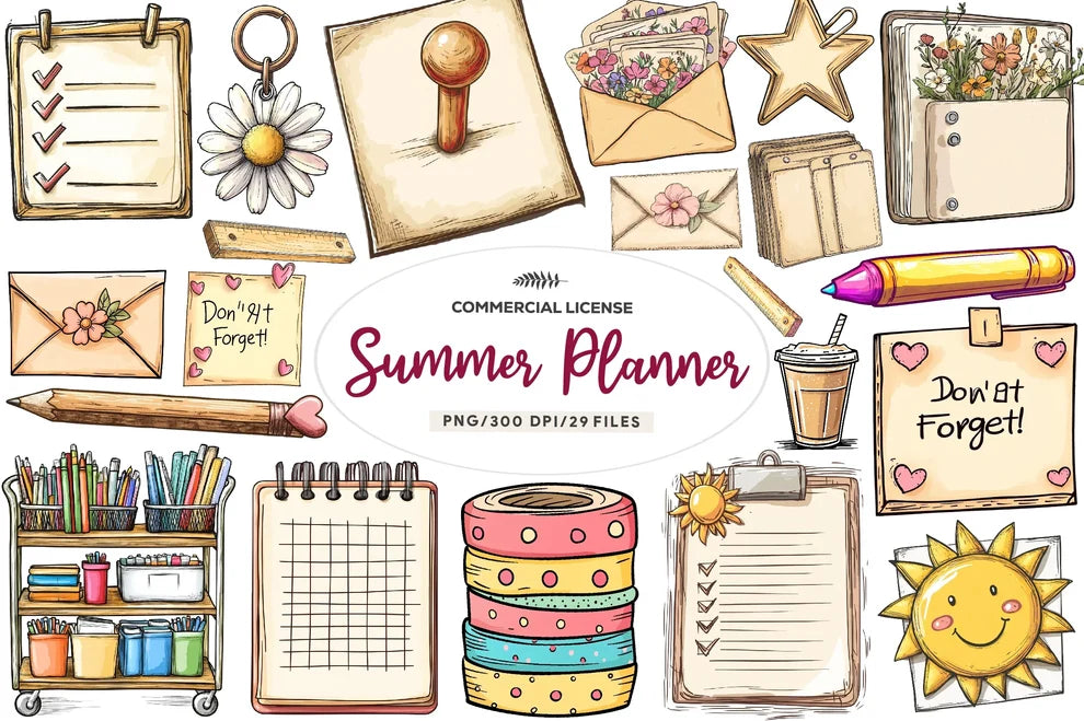 Summer Planner Clipart Bundle