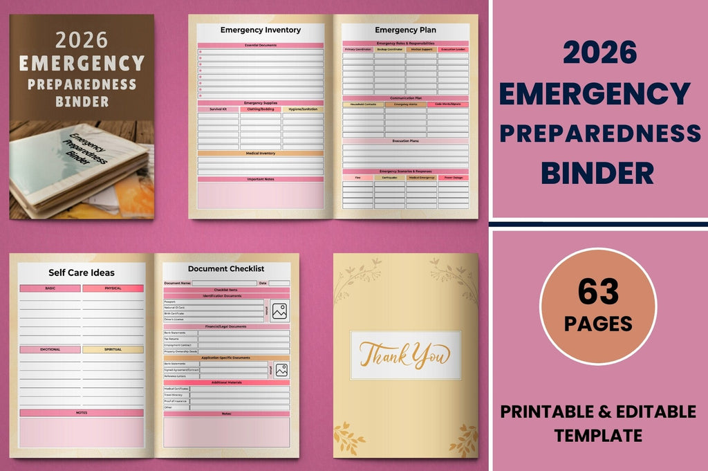 Emergency Preparedness Binder Planner