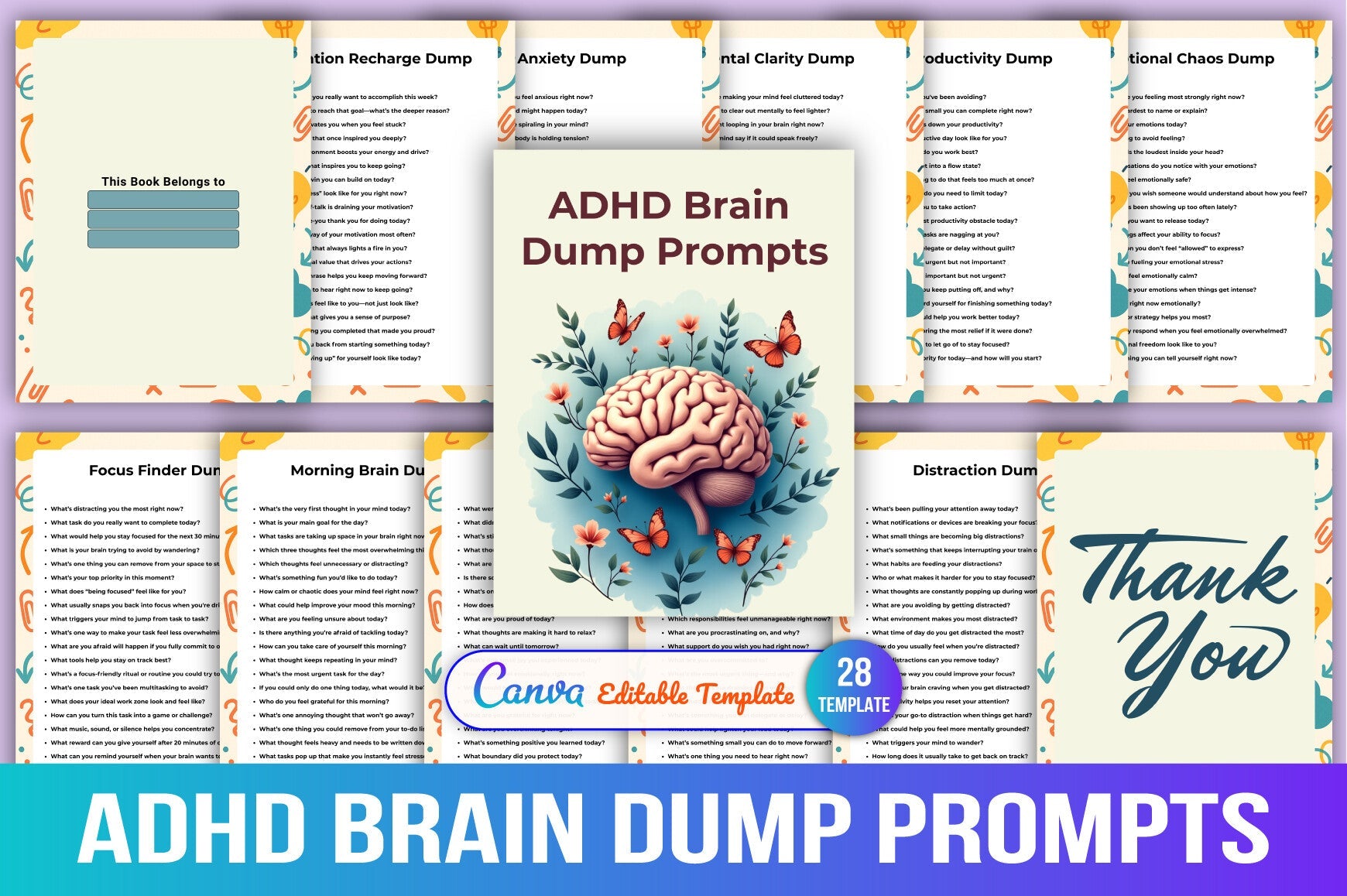 ADHD Brain Dump Prompts for Better Focus cover with printable brain dump prompts