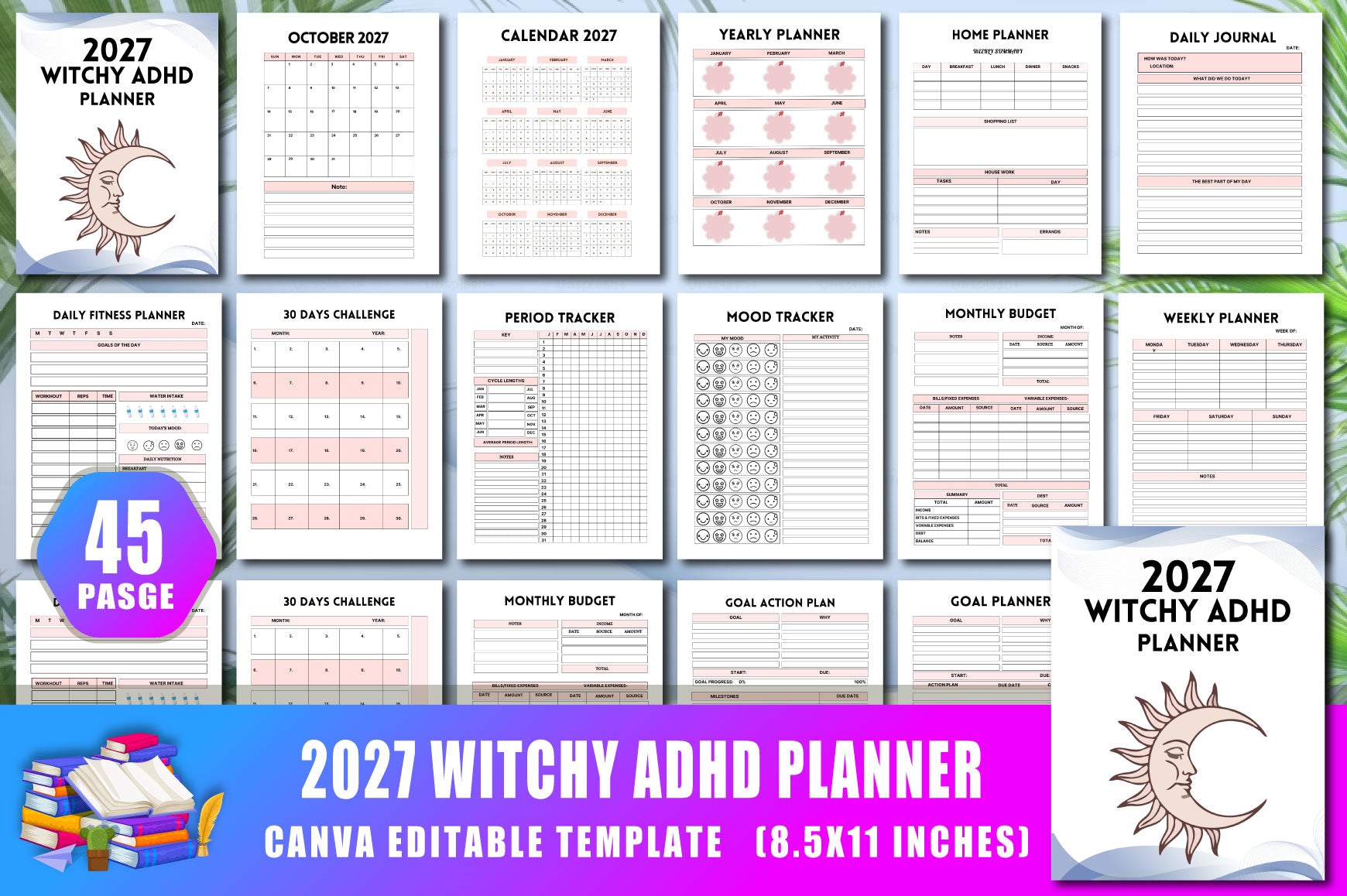 ADHD Planner Bundle cover with printable planners for focus and organization