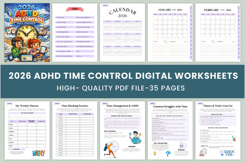 ADHD Time Control Worksheets Book cover with printable time control planning pages