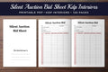 Silent Auction Bid Sheet Planner