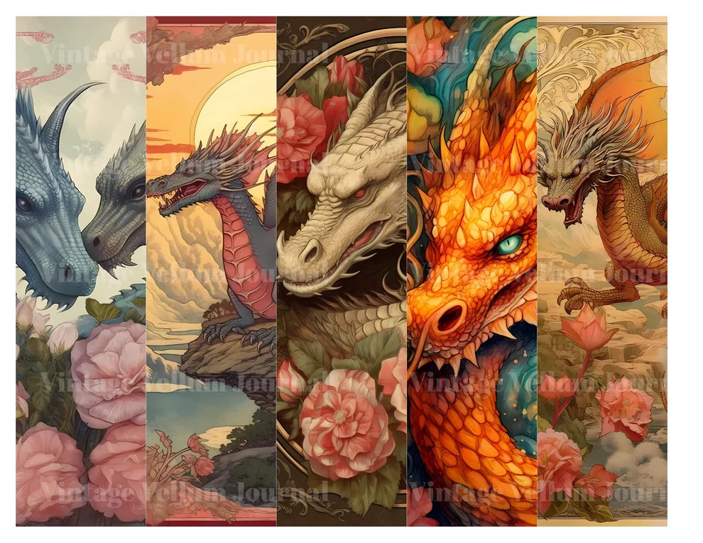 Fire Dragon Junk Journal Pages