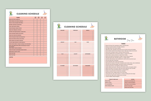 ADHD Home Cleaning Planner featuring printable cleaning checklists