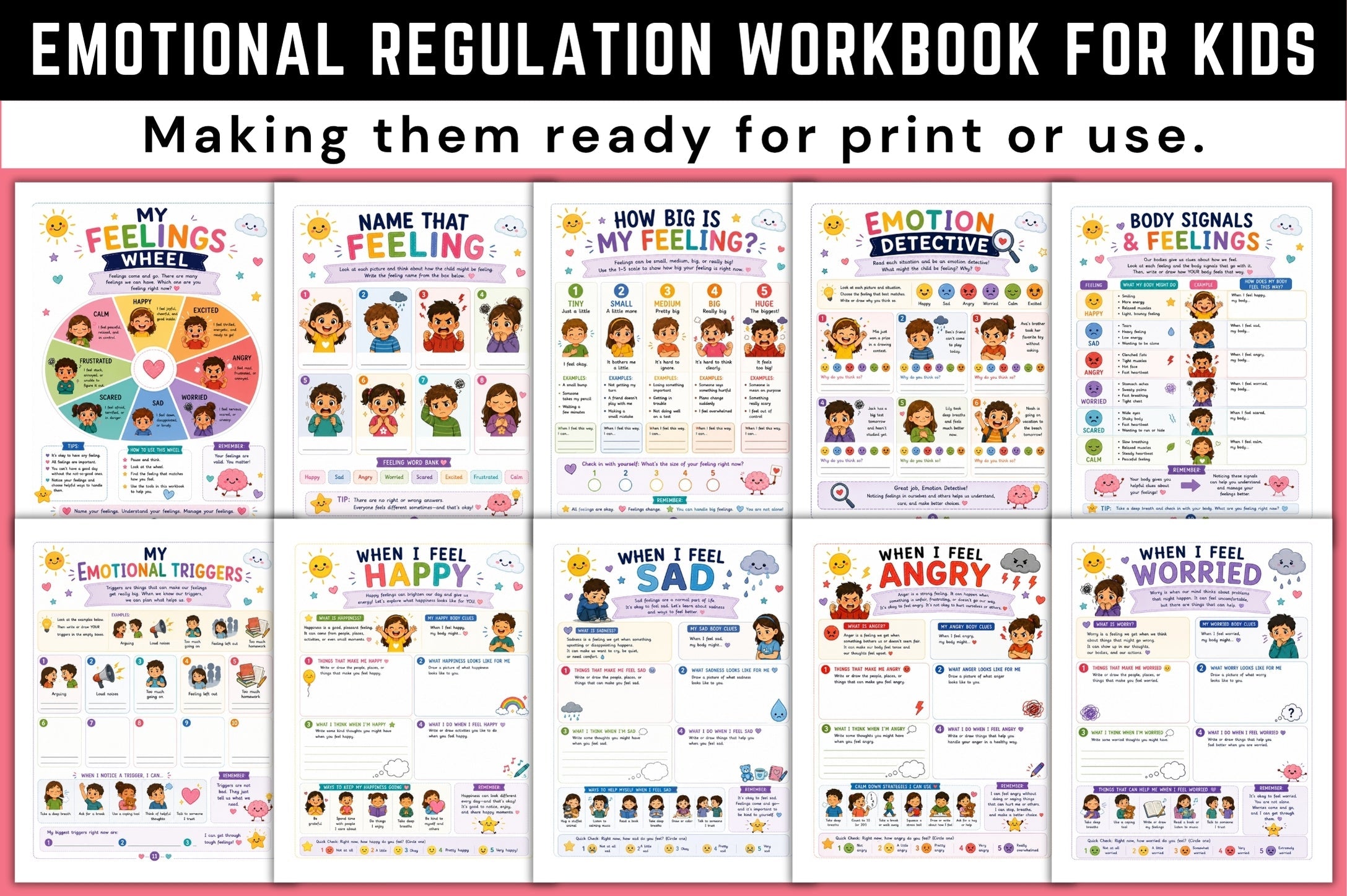 Emotional Regulation For Kids Workbook