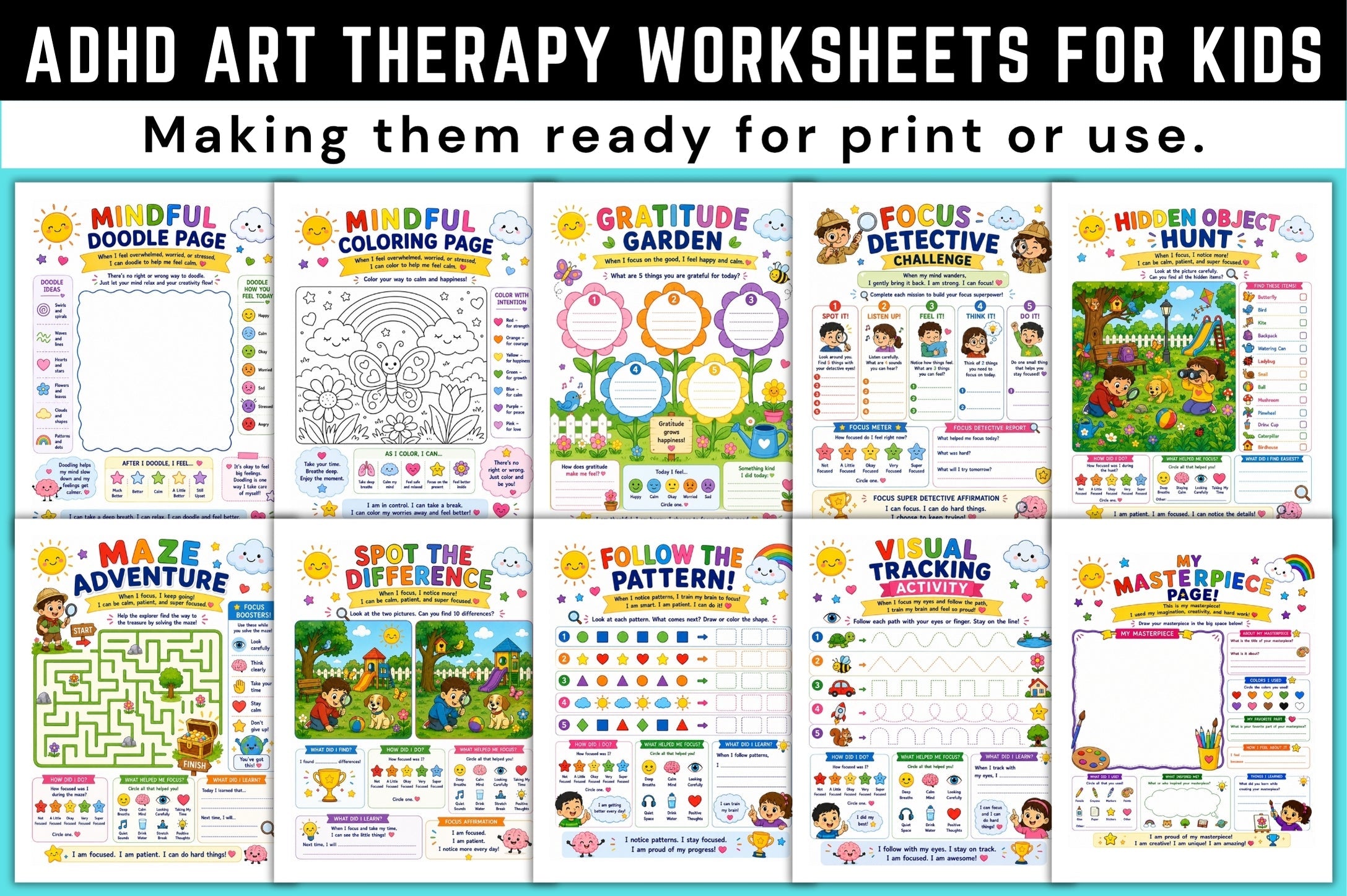 Adhd Therapy Worksheets For Kids Workbook