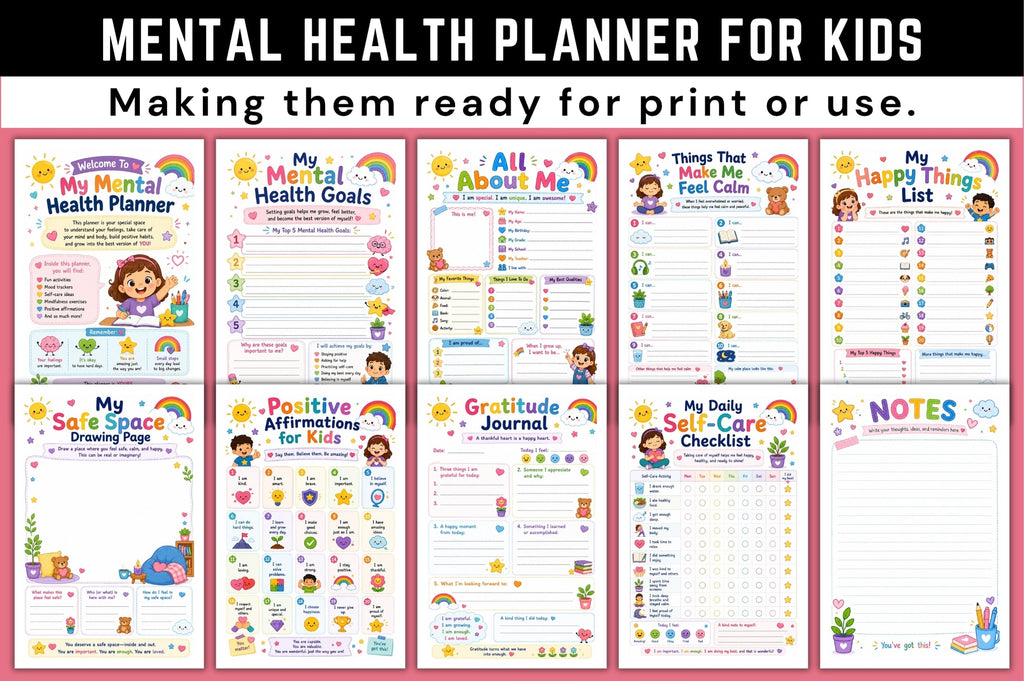 Mental Health For Kids Planner