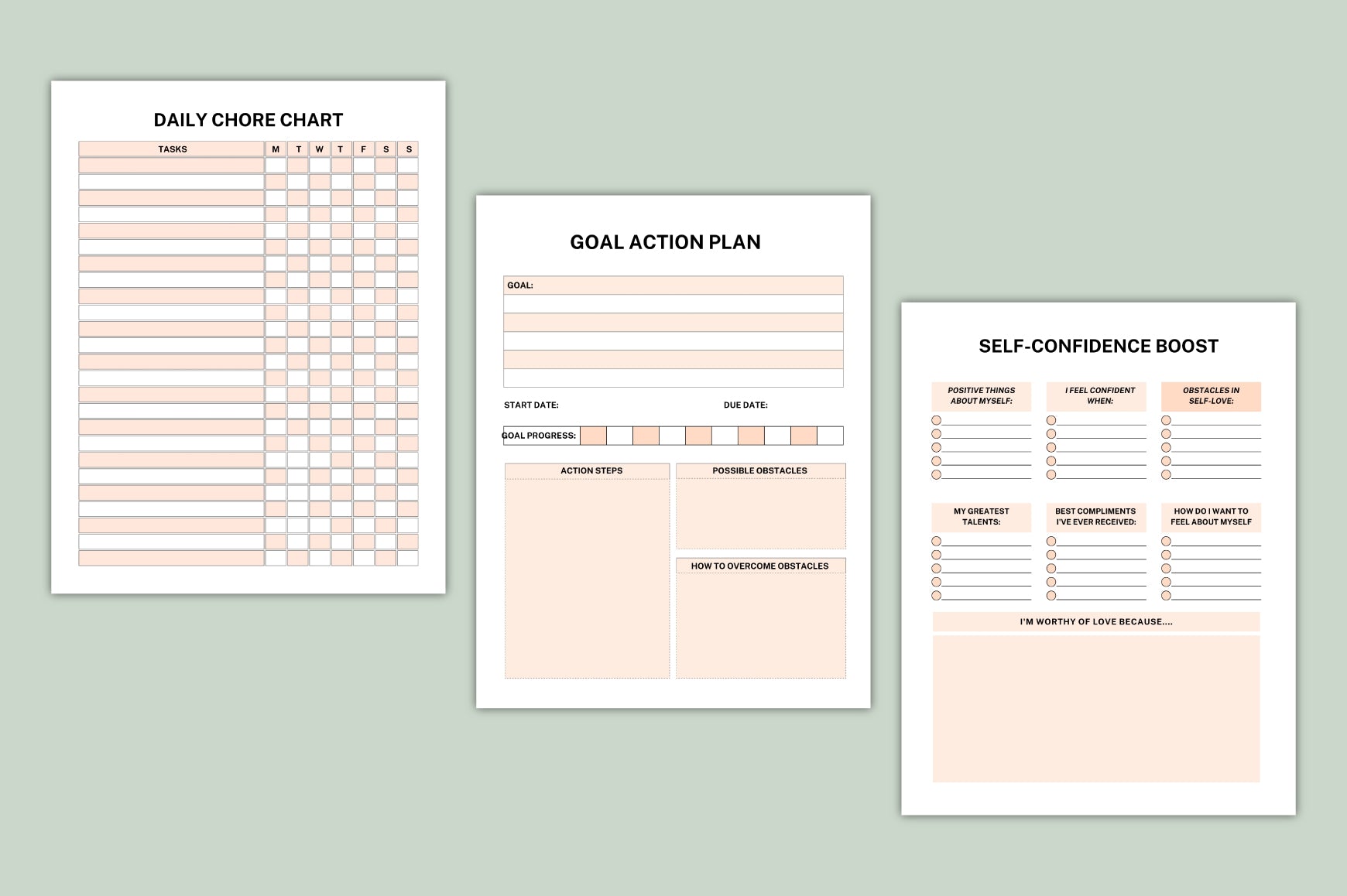 ADHD Clarity Journal featuring reflection and focus worksheets