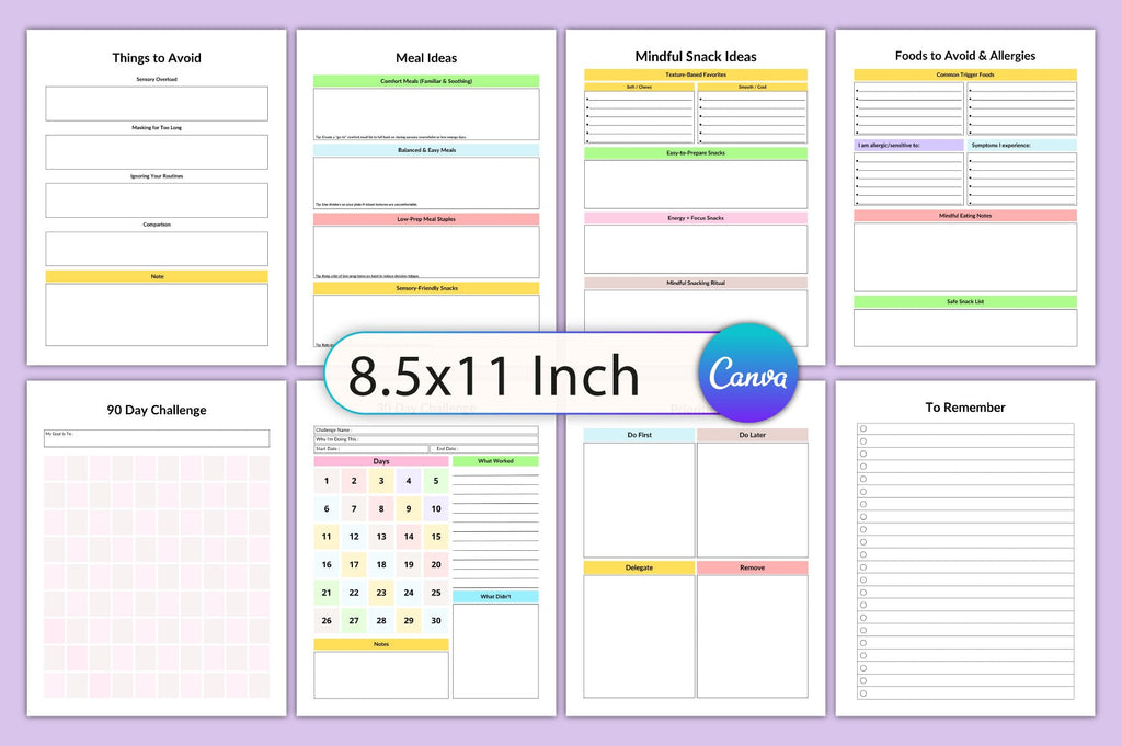 Autistic Planner daily routine and executive functioning worksheets