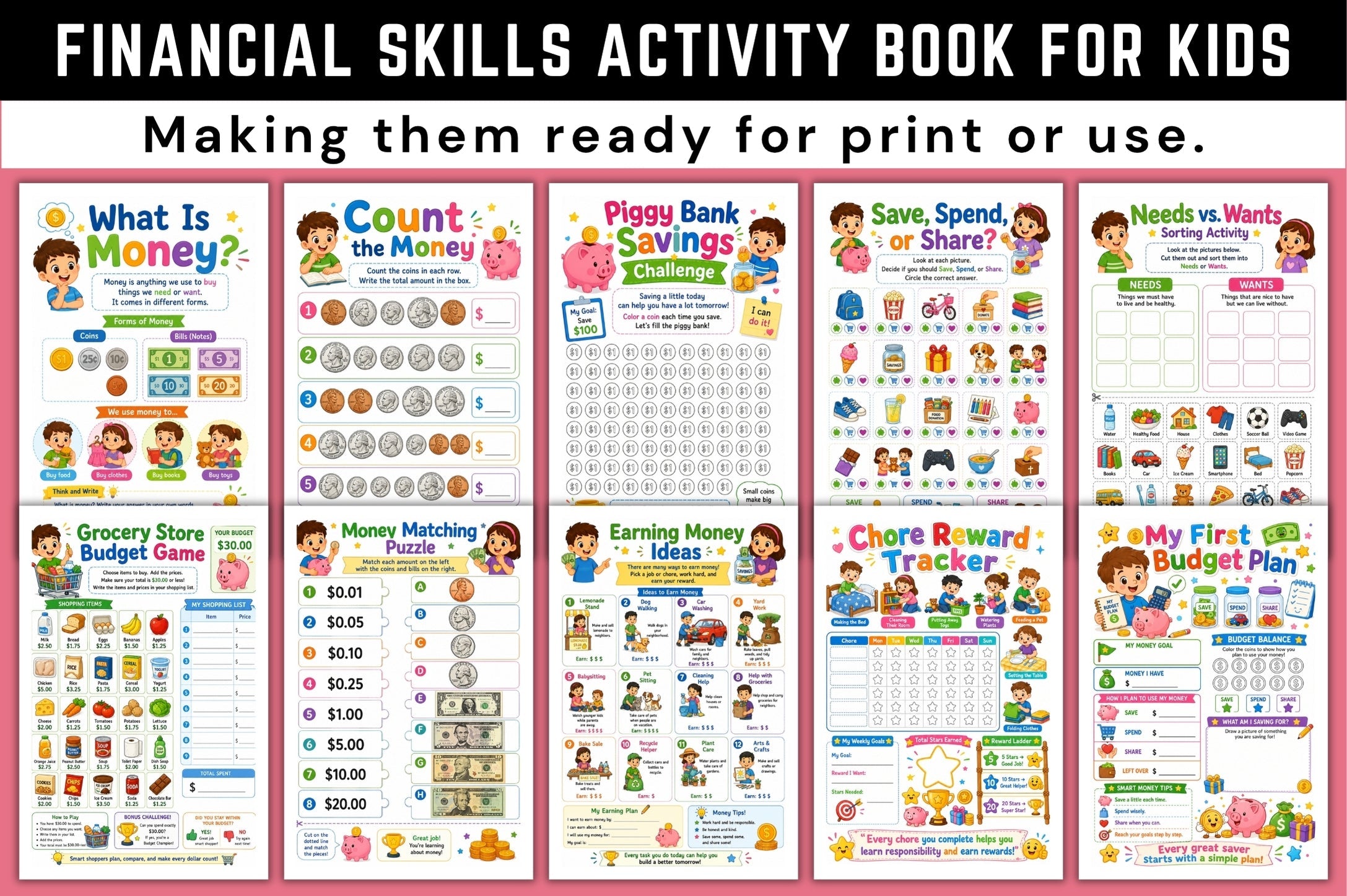 Financial Skills Activity For Kids Book