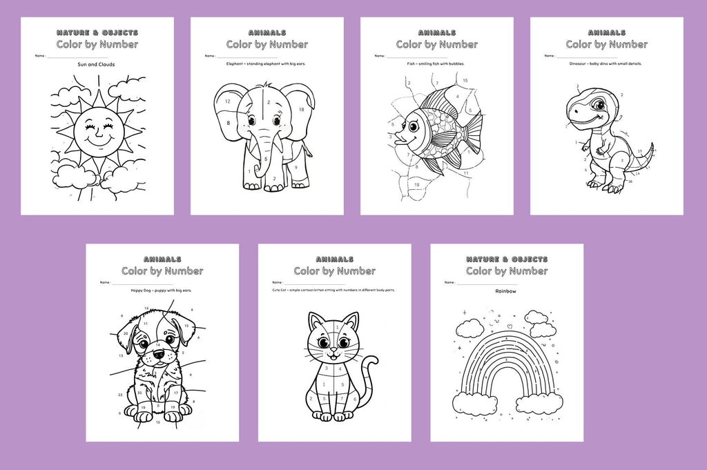 Color By Number Worksheets For Kids Book