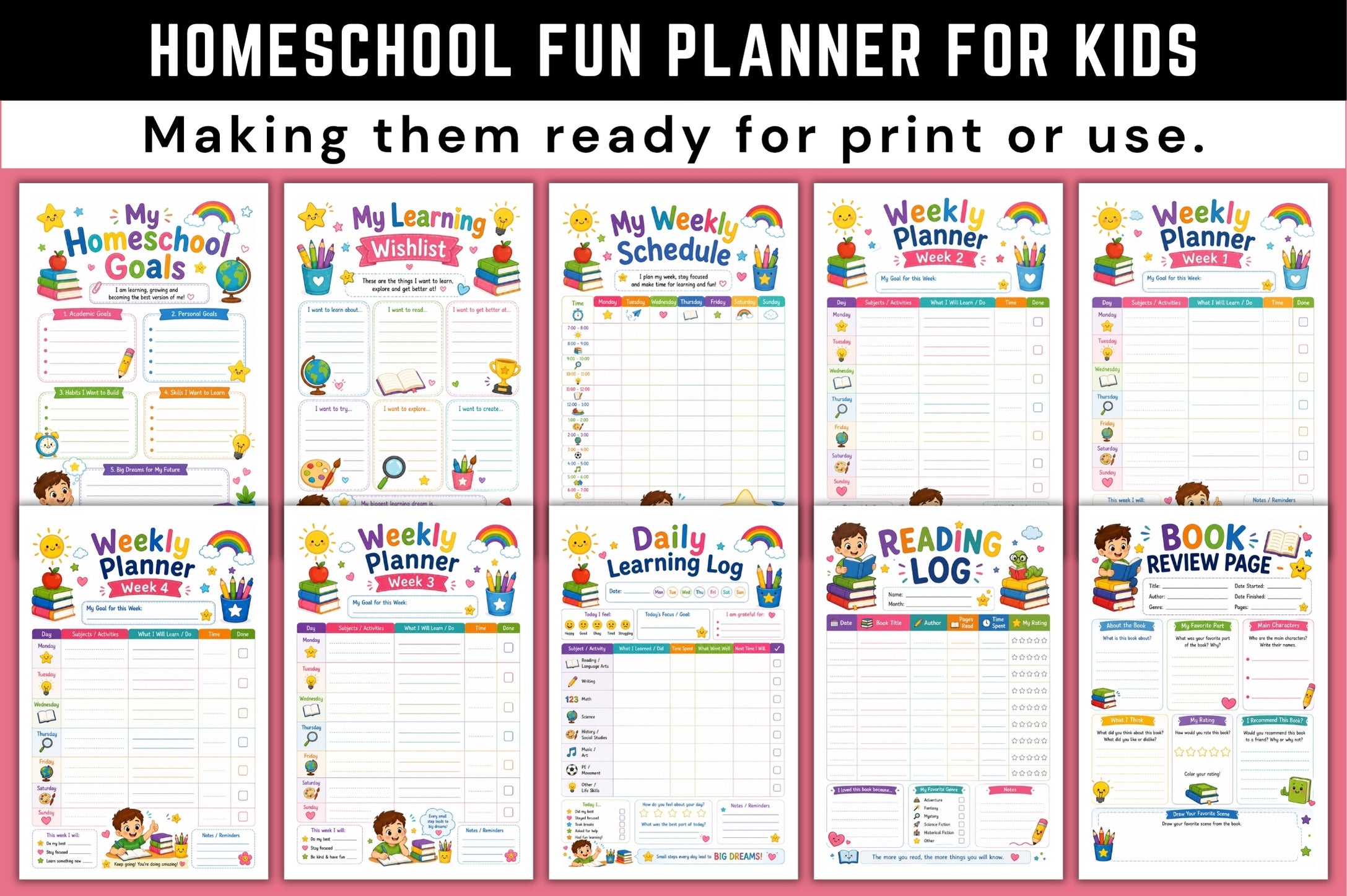 Homeschool Fun For Kids Planner