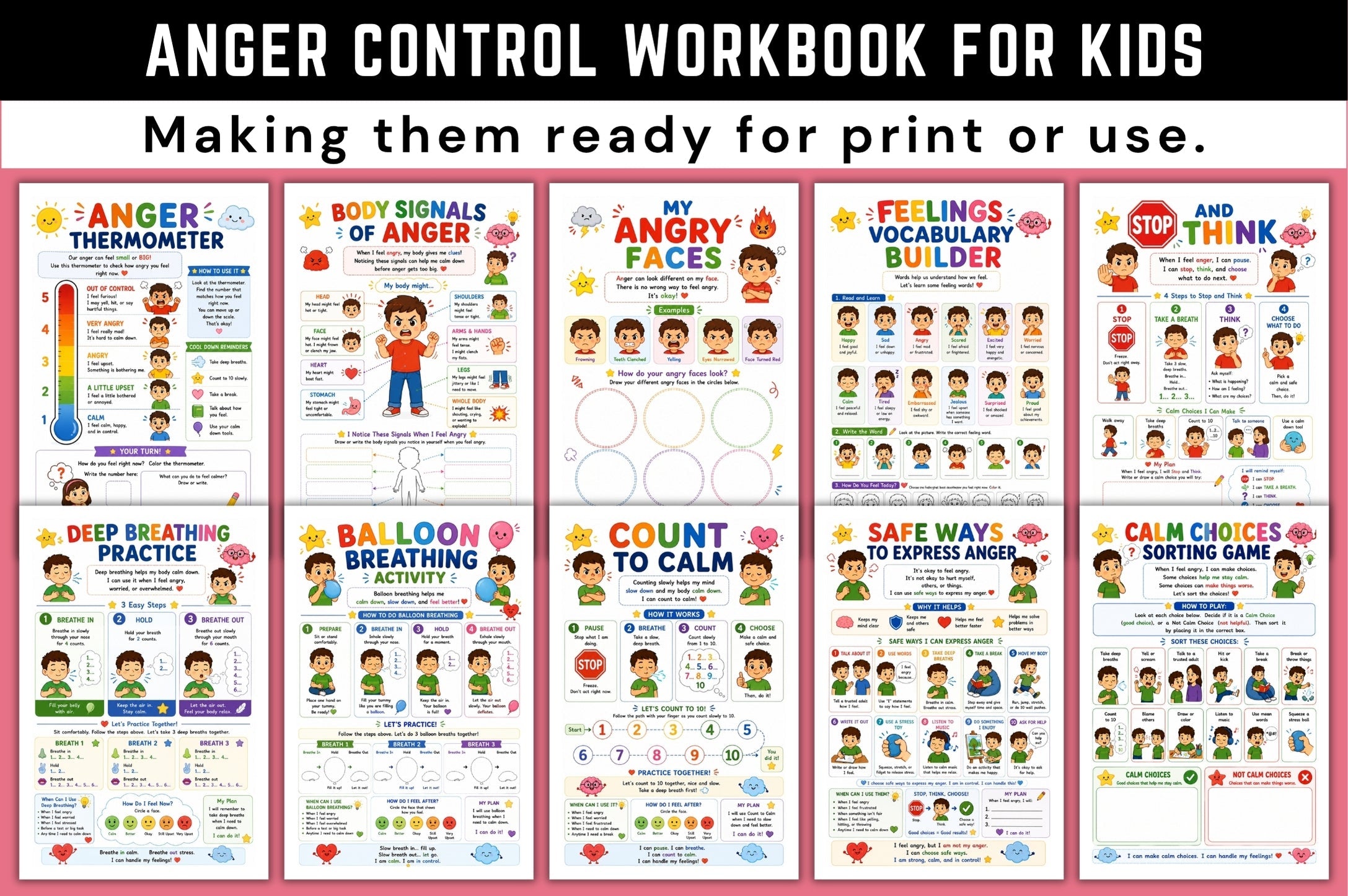 Anger Control For Kids Workbook